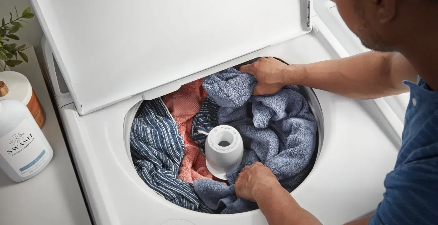 top load washer with clothes inside